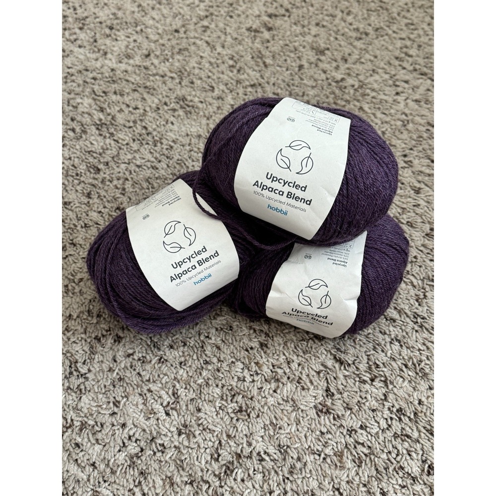 Hobbii Upcycled Alpaca Blend Purple #10 - Lot Of 3 New And Partially Used